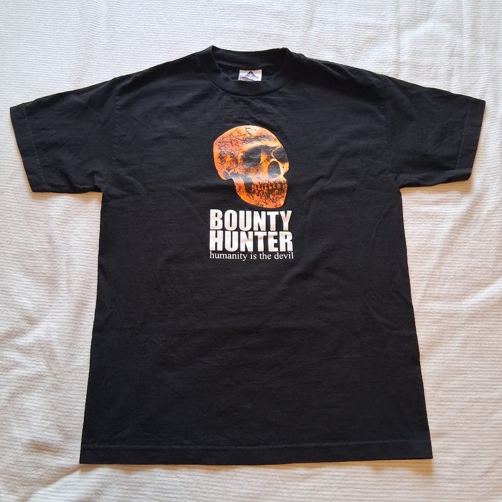 VTG Y2K Bounty Hunter Humanity is the Devil Black T-Shirt Adult Medium